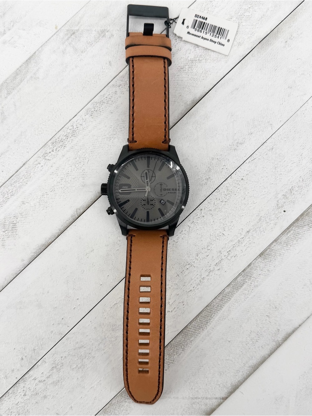 NWT Diesel Rasp Chronograph Leather Men's Watch DZ4468